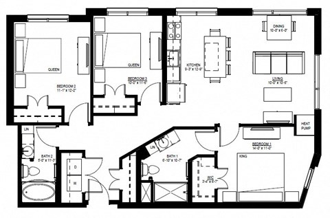 1500 Nicollet_3 Bedroom Floor Plan  at 1500 Nicollet, Minneapolis, MN, 55403